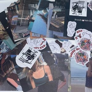 Brandy Melville stickers with american flag pouch, and print out pictures